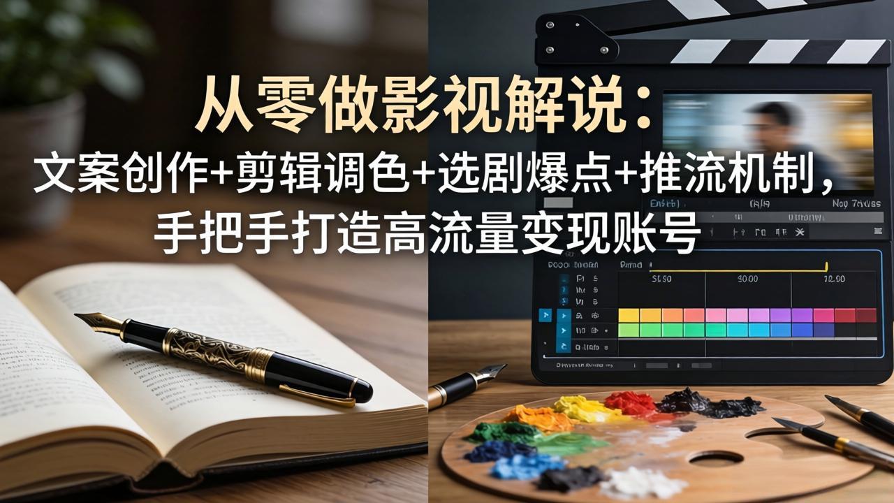 从零做影视解说：文案创作+剪辑调色+选剧爆点+推流机制，手把手打造高流量变现账号远创网-专注分享副业落地实操课程 – 全网首发_高质量项目输出远创网