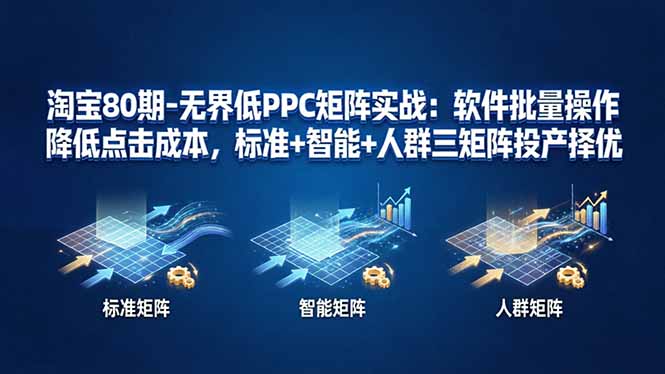 淘宝80期-无界低PPC矩阵实战：软件批量操作降低点击成本，标准+智能+人群三矩阵投产择优远创网-专注分享副业落地实操课程 – 全网首发_高质量项目输出远创网