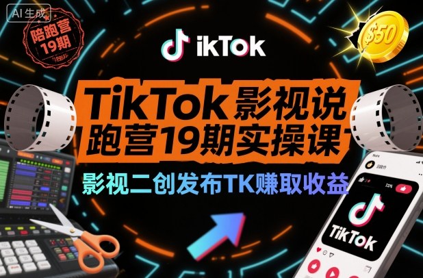 TikTok影视解说陪跑营19期实操课，影视二创发布TK賺取收益，万播收益50美金(更新)远创网-专注分享副业落地实操课程 – 全网首发_高质量项目输出远创网