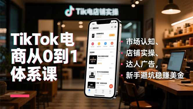 TikTok电商从0到1体系课，市场认知、店铺实操、达人广告，新手避坑稳赚美金远创网-专注分享副业落地实操课程 – 全网首发_高质量项目输出远创网