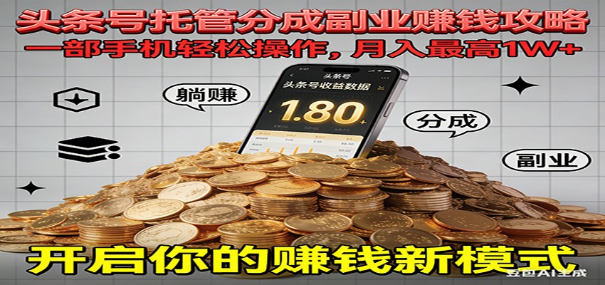全程托管今日头条，一部手机就可以开干，最高躺赚1W+远创网-专注分享副业落地实操课程 – 全网首发_高质量项目输出远创网