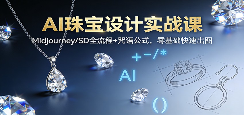 AI珠宝设计实战课：Midjourney/SD全流程+咒语公式，零基础快速出图远创网-专注分享副业落地实操课程 – 全网首发_高质量项目输出远创网