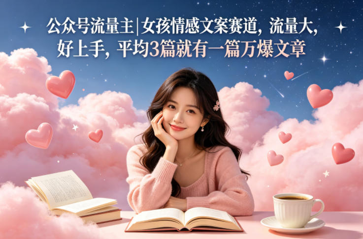 公众号流量主女孩情感文案赛道，流量大，好上手，平均3篇就有一篇万爆文章米创网-专注分享副业落地实操课程 – 全网首发_高质量项目输出远创网