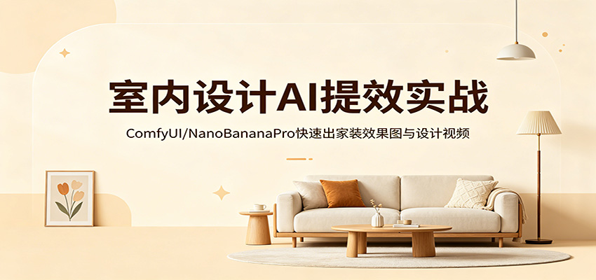 室内设计AI提效实战：ComfyUI/NanoBananaPro快速出家装效果图与设计视频米创网-专注分享副业落地实操课程 – 全网首发_高质量项目输出远创网