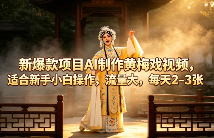 新爆款项目AI制作黄梅戏视频，适合新手小白操作，流量大，每天2-3张米创网-专注分享副业落地实操课程 – 全网首发_高质量项目输出远创网