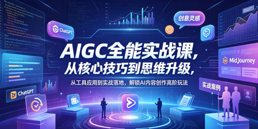 AIGC全能实战课，从核心技巧到思维升级，从工具应用到实战落地，解锁AI内容创作高阶玩法米创网-专注分享副业落地实操课程 – 全网首发_高质量项目输出远创网