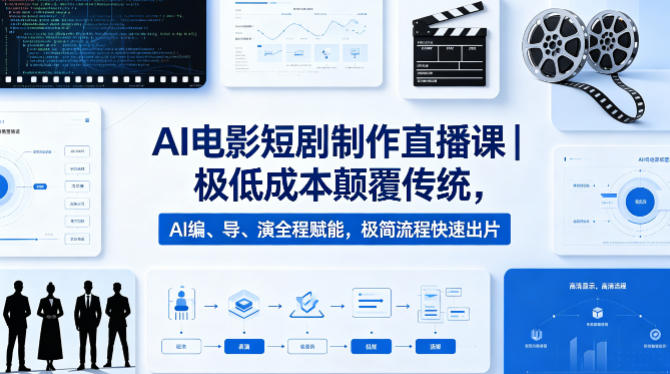AI电影短剧制作直播课｜极低成本颠覆传统，AI编、导、演全程赋能，极简流程快速出片米创网-专注分享副业落地实操课程 – 全网首发_高质量项目输出远创网
