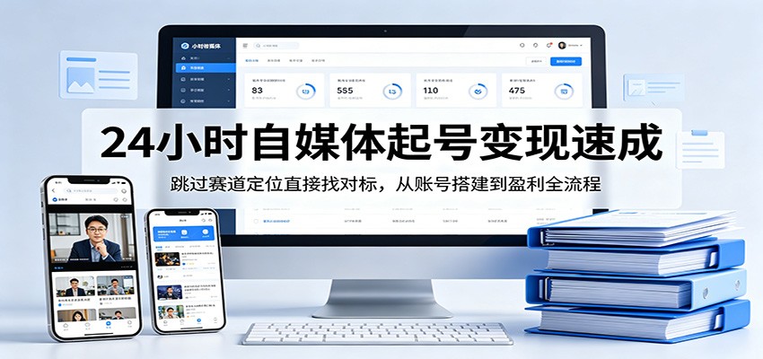 24小时自媒体起号变现速成，跳过赛道定位直接找对标，从账号搭建到盈利全流程米创网-专注分享副业落地实操课程 – 全网首发_高质量项目输出远创网