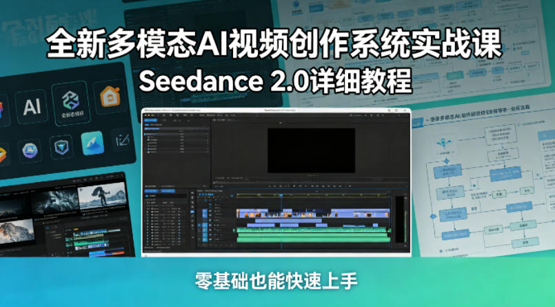 全新多模态AI视频创作系统实战课，Seedance 2.0详细教程，零基础也能快速上手米创网-专注分享副业落地实操课程 – 全网首发_高质量项目输出远创网