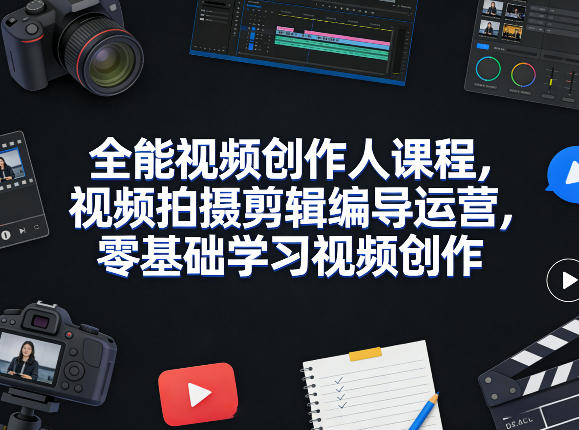 全能视频创作人课程，视频拍摄剪辑编导运营，零基础学习视频创作（更新2026年4月）米创网-专注分享副业落地实操课程 – 全网首发_高质量项目输出远创网