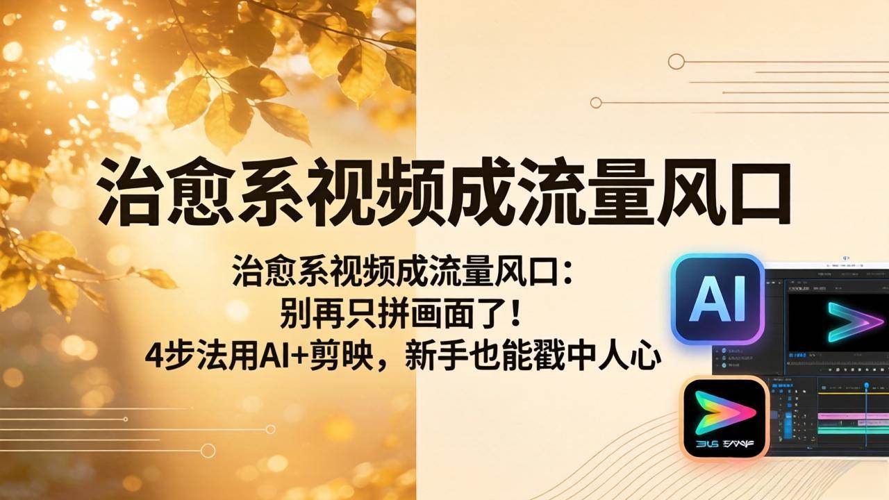 （18219期）治愈系视频成流量风口：别再只拼画面了！4步法用AI+剪映，新手也能戳中人心米创网-专注分享副业落地实操课程 – 全网首发_高质量项目输出远创网