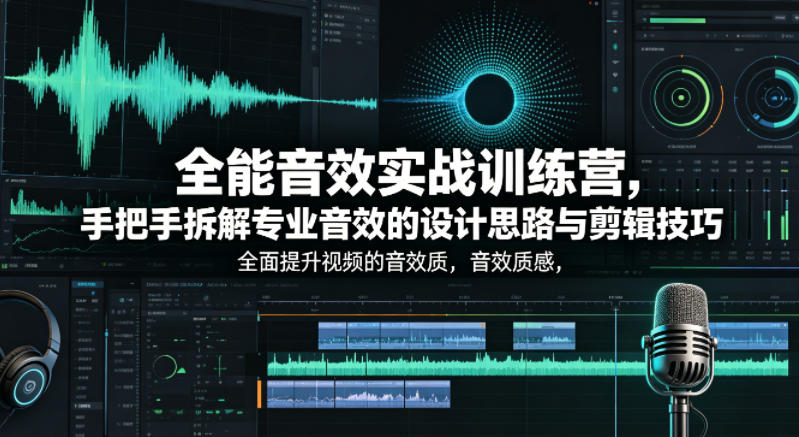 全能音效实战训练营，手把手拆解专业音效的设计思路与剪辑技巧，全面提升视频的音效质感米创网-专注分享副业落地实操课程 – 全网首发_高质量项目输出远创网