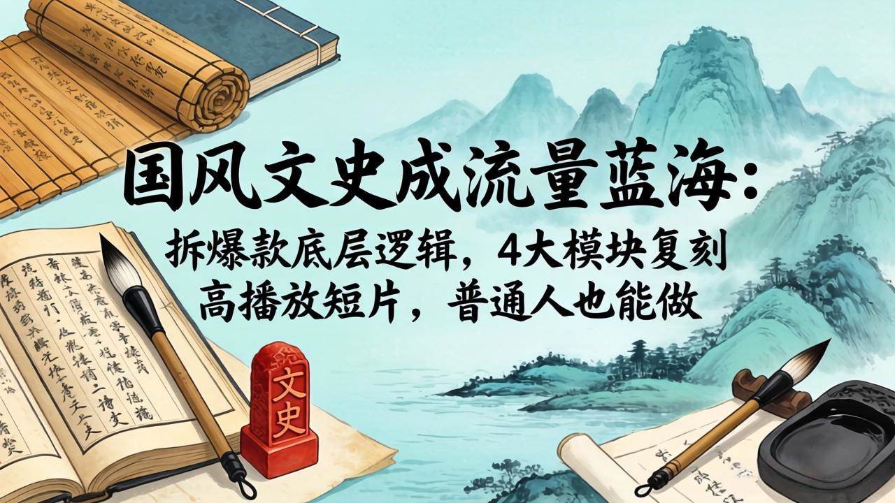 （18227期）国风文史成流量蓝海：拆爆款底层逻辑，4大模块复刻高播放短片，普通人也能做米创网-专注分享副业落地实操课程 – 全网首发_高质量项目输出远创网