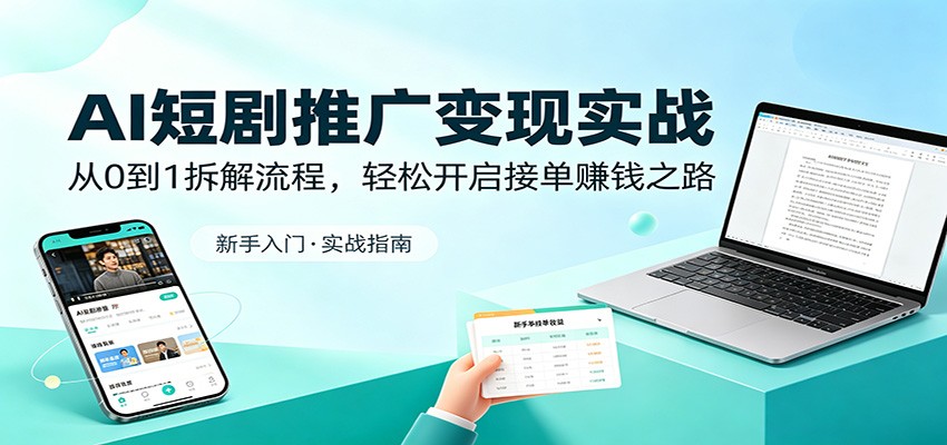 AI短剧推广变现实战：从0到1拆解流程，轻松开启接单赚钱之路米创网-专注分享副业落地实操课程 – 全网首发_高质量项目输出远创网