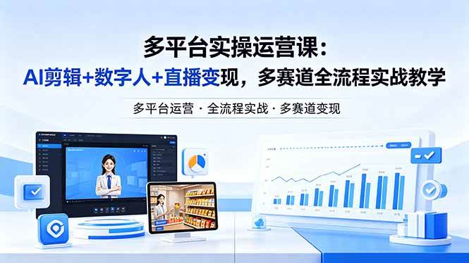 （18193期）某团队多平台实操运营课-更新26年4月25：AI剪辑+数字人+直播变现，多赛道全流程实战教学米创网-专注分享副业落地实操课程 – 全网首发_高质量项目输出远创网
