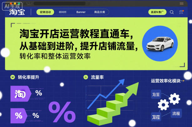 淘宝开店运营教程直通车，从基础到进阶，提升店铺流量，转化率和整体运营效率（更新26年4月20日）米创网-专注分享副业落地实操课程 – 全网首发_高质量项目输出远创网