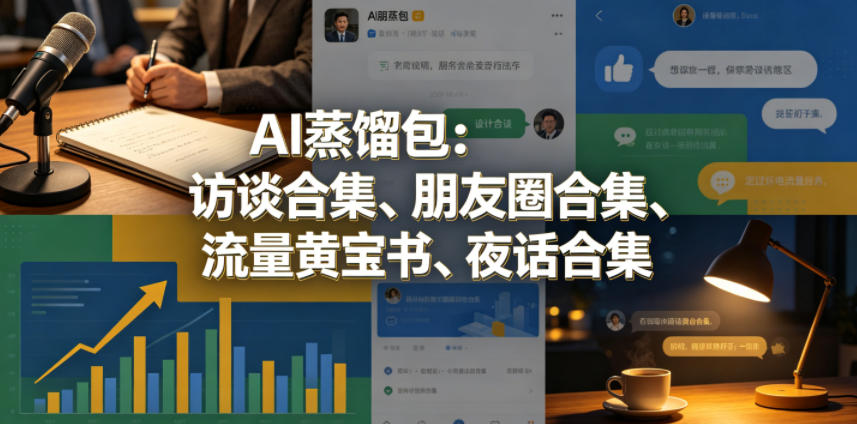 AI蒸馏包：访谈合集、朋友圈合集、流量黄宝书、夜话合集【文档】米创网-专注分享副业落地实操课程 – 全网首发_高质量项目输出远创网