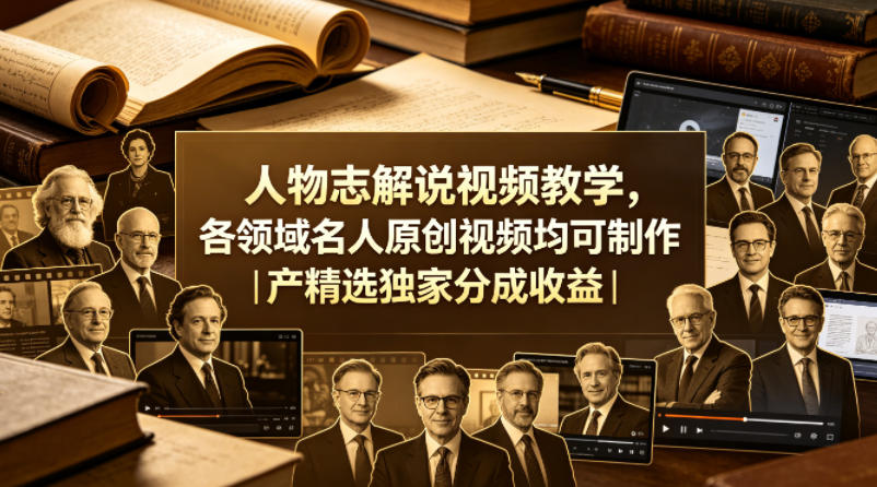 人物志解说视频教学，各领域名人原创视频均可制作丨精选独家分成收益米创网-专注分享副业落地实操课程 – 全网首发_高质量项目输出远创网