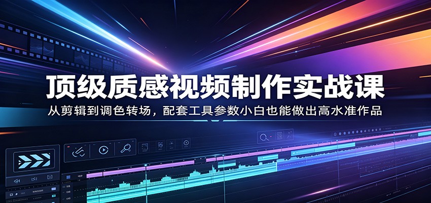 顶级质感视频制作实战课：从剪辑到调色转场，配套工具参数小白也能做出高水准作品米创网-专注分享副业落地实操课程 – 全网首发_高质量项目输出远创网