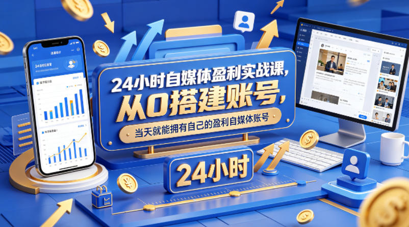 24小时自媒体盈利实战课，从0搭建账号，当天就能拥有自己的盈利自媒体账号米创网-专注分享副业落地实操课程 – 全网首发_高质量项目输出远创网