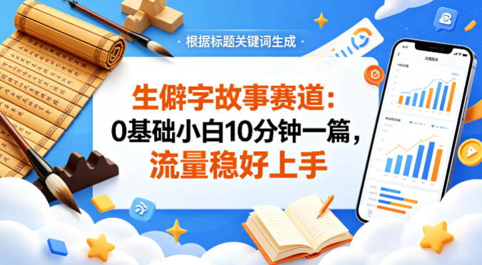 公众号流量主——生僻字故事赛道，流量稳，好上手，0基础小白也能10分钟一篇米创网-专注分享副业落地实操课程 – 全网首发_高质量项目输出远创网