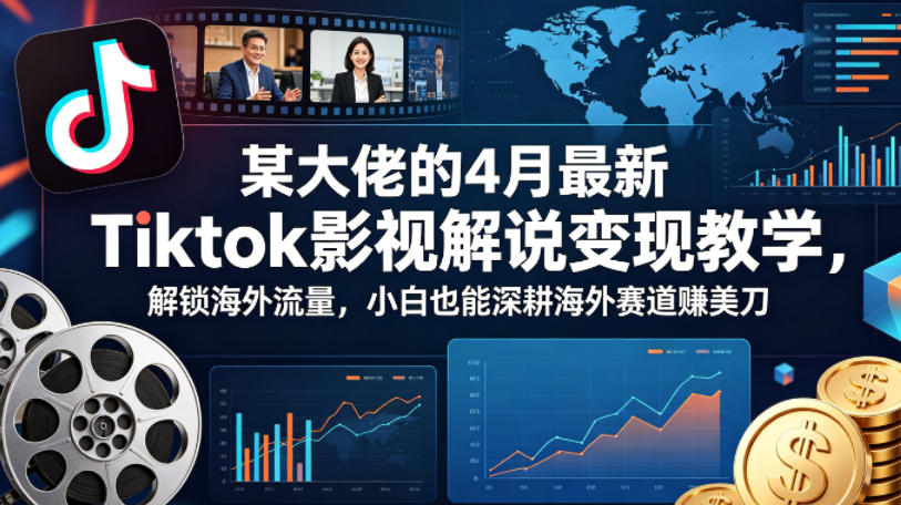 某大佬的4月最新Tiktok影视解说变现教学，解锁海外流量，小白也能深耕海外赛道賺美刀米创网-专注分享副业落地实操课程 – 全网首发_高质量项目输出远创网