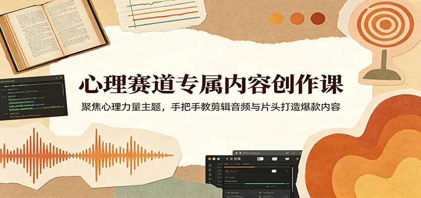 心理赛道专属内容创作课：聚焦心理力量主题，手把手教剪辑音频与片头打造爆款内容米创网-专注分享副业落地实操课程 – 全网首发_高质量项目输出远创网