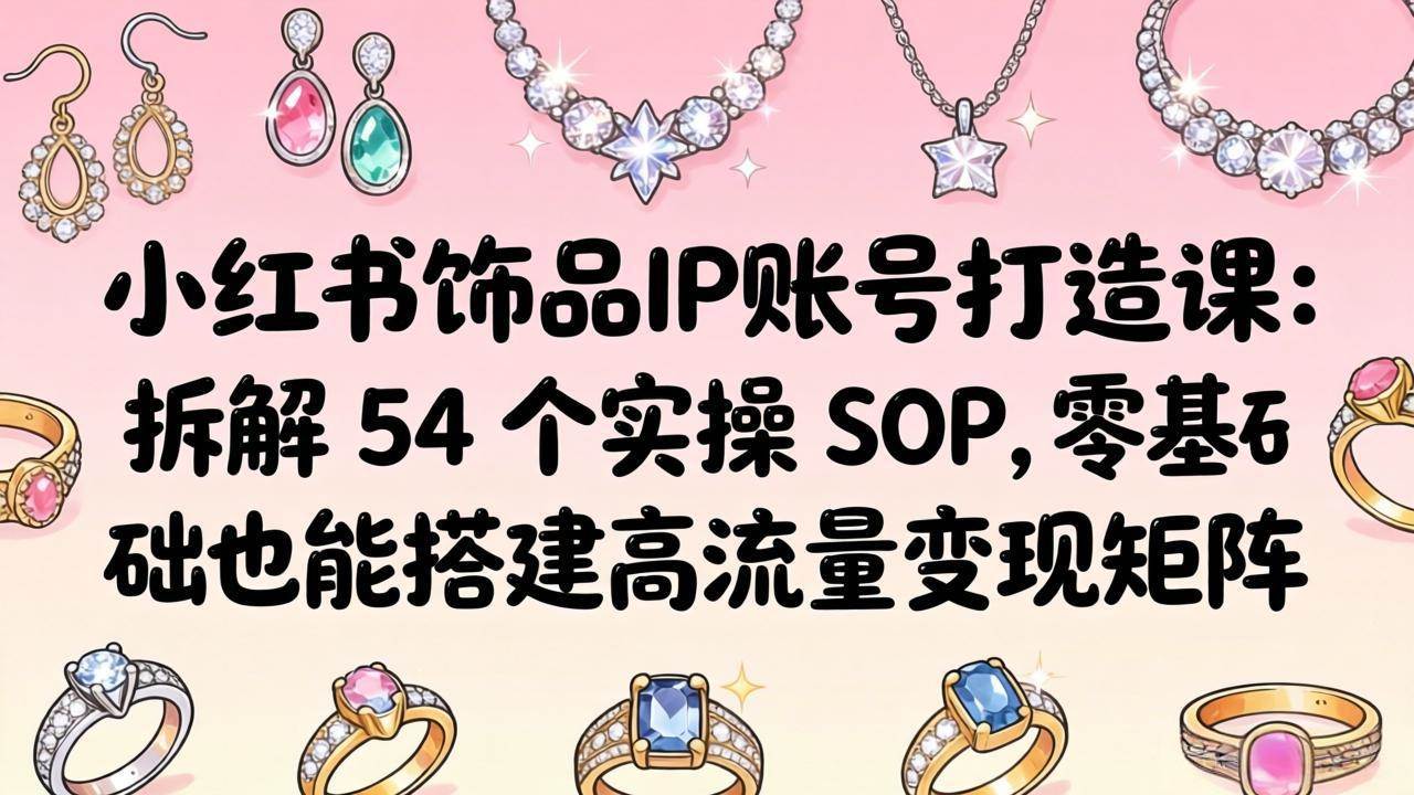（18101期）小红书饰品IP账号打造课：拆解 54 个实操 SOP，零基础也能搭建高流量变现矩阵米创网-专注分享副业落地实操课程 – 全网首发_高质量项目输出远创网
