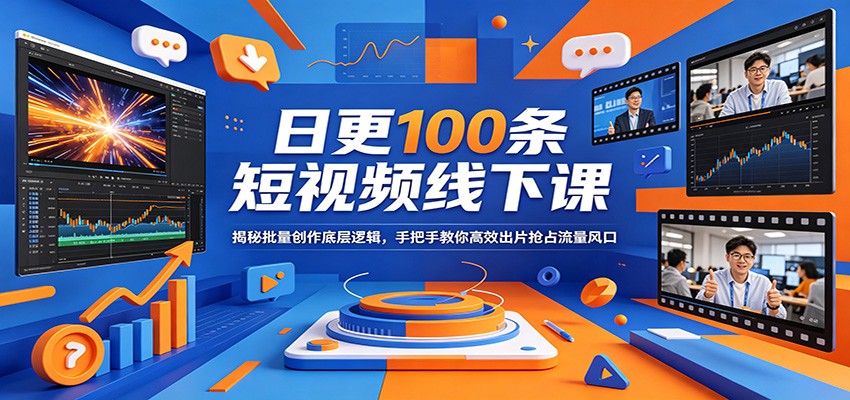 日更100条短视频线下课：揭秘批量创作底层逻辑，手把手教你高效出片抢占流量风口米创网-专注分享副业落地实操课程 – 全网首发_高质量项目输出远创网