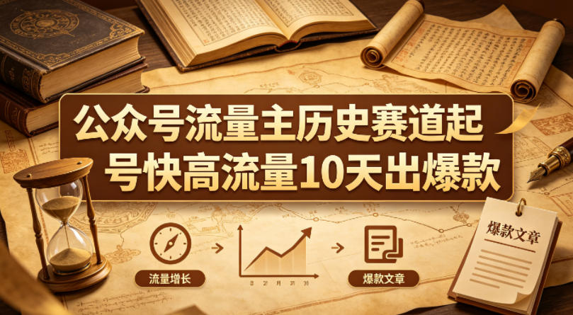 公众号流量主之历史赛道，起号快+高流量，10天就能出爆款！米创网-专注分享副业落地实操课程 – 全网首发_高质量项目输出远创网