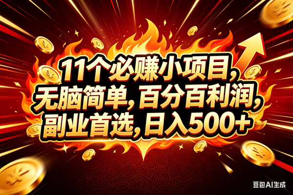 （18245期）11个必赚钱的小项目，百分百赚米，无脑简单，副业首选，日入300+米创网-专注分享副业落地实操课程 – 全网首发_高质量项目输出远创网