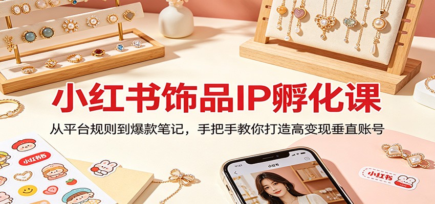 小红书饰品IP孵化课：从平台规则到爆款笔记，手把手教你打造高变现垂直账号米创网-专注分享副业落地实操课程 – 全网首发_高质量项目输出远创网
