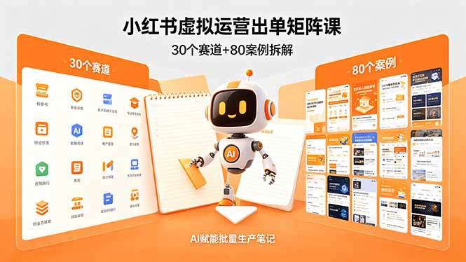 （18342期）小红书虚拟运营出单矩阵课：30个赛道+80案例拆解，AI赋能批量生产笔记米创网-专注分享副业落地实操课程 – 全网首发_高质量项目输出远创网