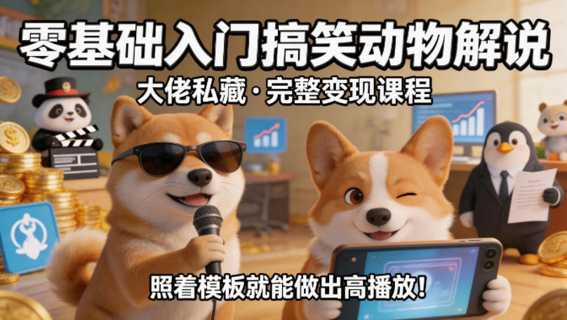 零基础入门搞笑动物解说，大佬私藏完整变现课程，照着模板就能做出高播放米创网-专注分享副业落地实操课程 – 全网首发_高质量项目输出远创网