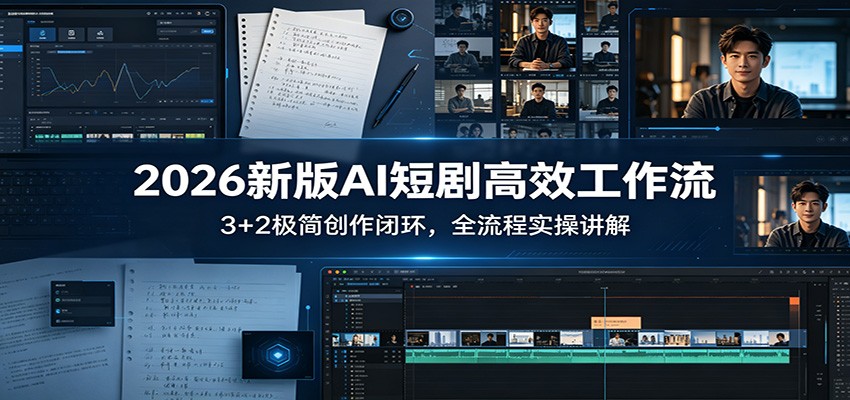 2026新版AI短剧高效工作流：3+2极简创作闭环，全流程实操讲解米创网-专注分享副业落地实操课程 – 全网首发_高质量项目输出远创网
