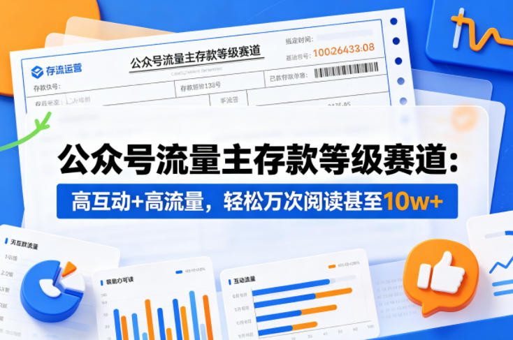公众号流量主之存款等级赛道，高互动+高流量，轻松达到万次阅读，甚至10w+米创网-专注分享副业落地实操课程 – 全网首发_高质量项目输出远创网