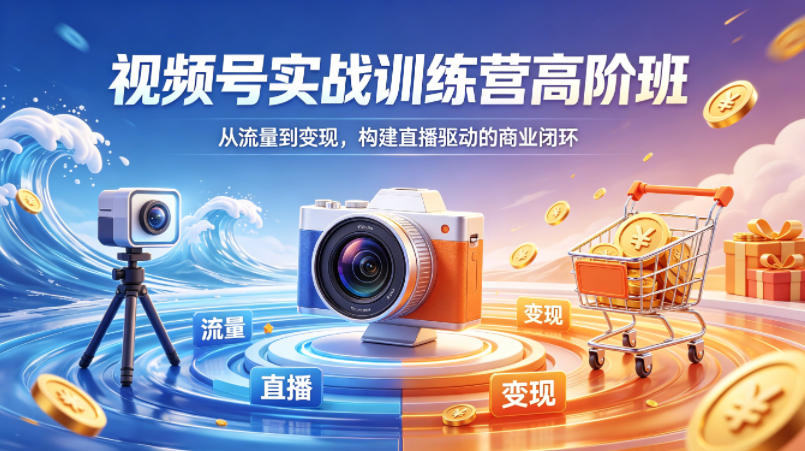 视频号实战训练营高阶班，从流量到变现，构建直播驱动的商业闭环（26年4月）米创网-专注分享副业落地实操课程 – 全网首发_高质量项目输出远创网