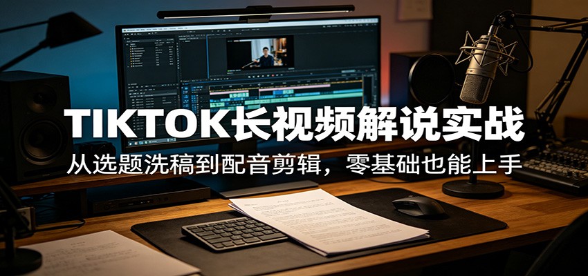 TIKTOK长视频解说实战：从选题洗稿到配音剪辑，零基础也能上手米创网-专注分享副业落地实操课程 – 全网首发_高质量项目输出远创网