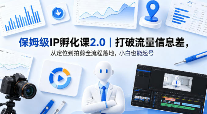 保姆级IP孵化课2.0｜打破流量信息差，从定位到拍剪全流程落地，小白也能起号米创网-专注分享副业落地实操课程 – 全网首发_高质量项目输出远创网