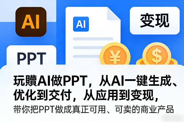玩賺AI做PPT，从AI一键生成、优化到交付，从应用到变现，带你把PPT做成真正可用、可卖的商业产品（更新0421）米创网-专注分享副业落地实操课程 – 全网首发_高质量项目输出远创网