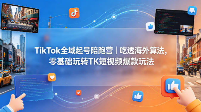 TikTok全域起号陪跑营｜吃透海外算法，零基础玩转TK短视频爆款玩法米创网-专注分享副业落地实操课程 – 全网首发_高质量项目输出远创网