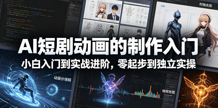 AI短剧动画的制作入门，小白入门到实战进阶，零起步到独立实操米创网-专注分享副业落地实操课程 – 全网首发_高质量项目输出远创网