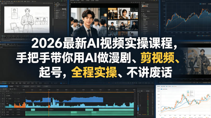 2026最新AI视频实操课程，手把手带你用AI做漫剧、剪视频、起号，全程实操、不讲废话米创网-专注分享副业落地实操课程 – 全网首发_高质量项目输出远创网