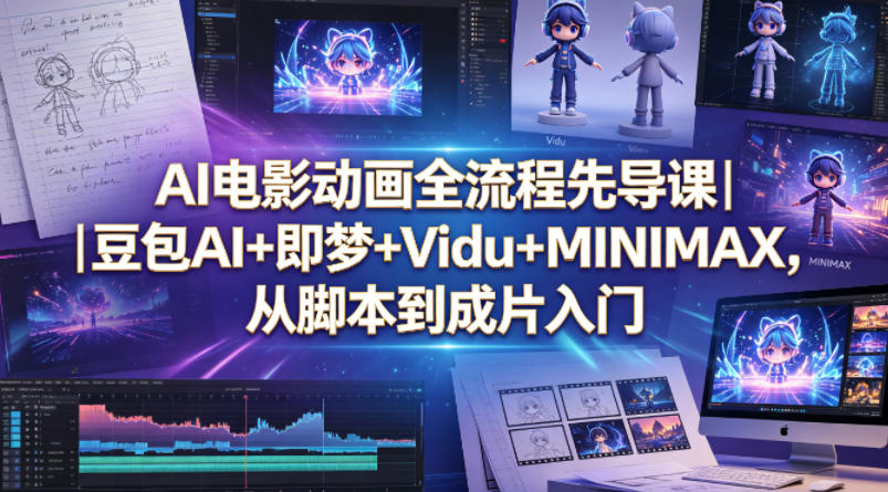 AI电影动画全流程先导课｜豆包AI+即梦+Vidu+MINIMAX，从脚本到成片入门米创网-专注分享副业落地实操课程 – 全网首发_高质量项目输出远创网
