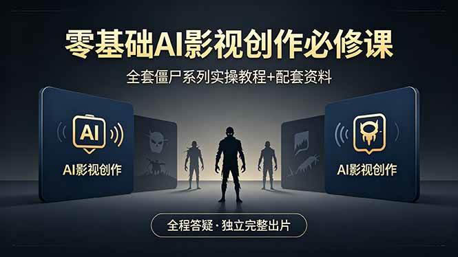 （18185期）零基础AI影视创作必修课，全套僵尸系列实操教程加配套资料，全程答疑带你独立完整出片米创网-专注分享副业落地实操课程 – 全网首发_高质量项目输出远创网