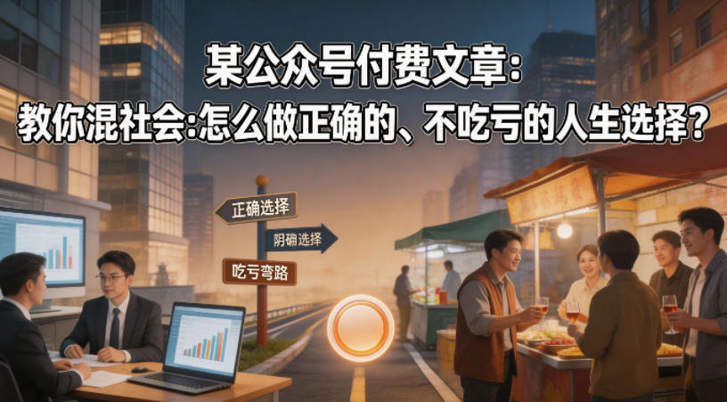 某公众号付费文章：教你混社会：怎么做正确的、不吃亏的人生选择？米创网-专注分享副业落地实操课程 – 全网首发_高质量项目输出远创网