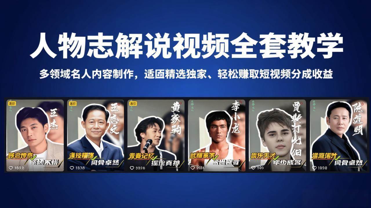 （18205期）人物志解说视频全套教学，多领域名人内容制作，适配精选独家，轻松赚取短视频分成收益米创网-专注分享副业落地实操课程 – 全网首发_高质量项目输出远创网