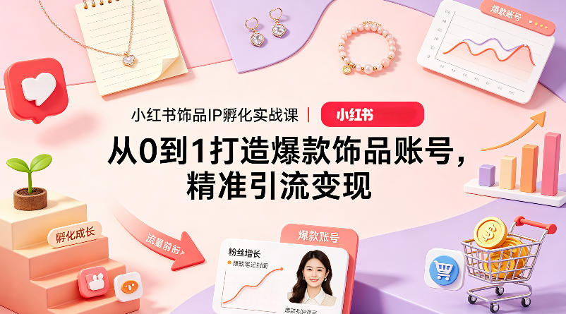 小红书饰品IP孵化实战课｜从0到1打造爆款饰品账号，精准引流变现米创网-专注分享副业落地实操课程 – 全网首发_高质量项目输出远创网