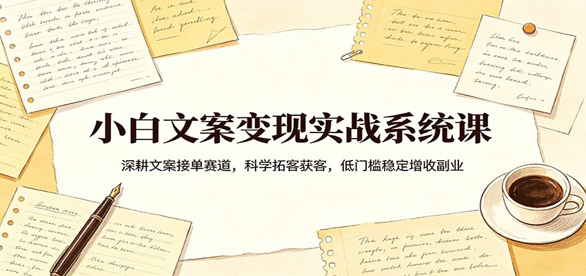 小白文案变现实战系统课：深耕文案接单赛道，科学拓客获客，低门槛稳定增收副业米创网-专注分享副业落地实操课程 – 全网首发_高质量项目输出远创网
