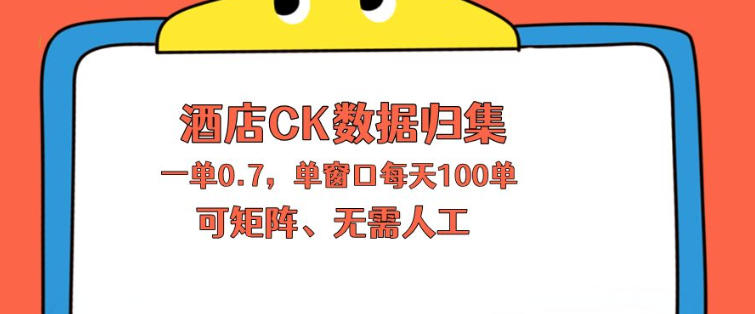 上班也能玩的酒店CK数据归集，一单0.7单窗口每天可做100单，一个人就能矩阵操作【揭秘】米创网-专注分享副业落地实操课程 – 全网首发_高质量项目输出远创网